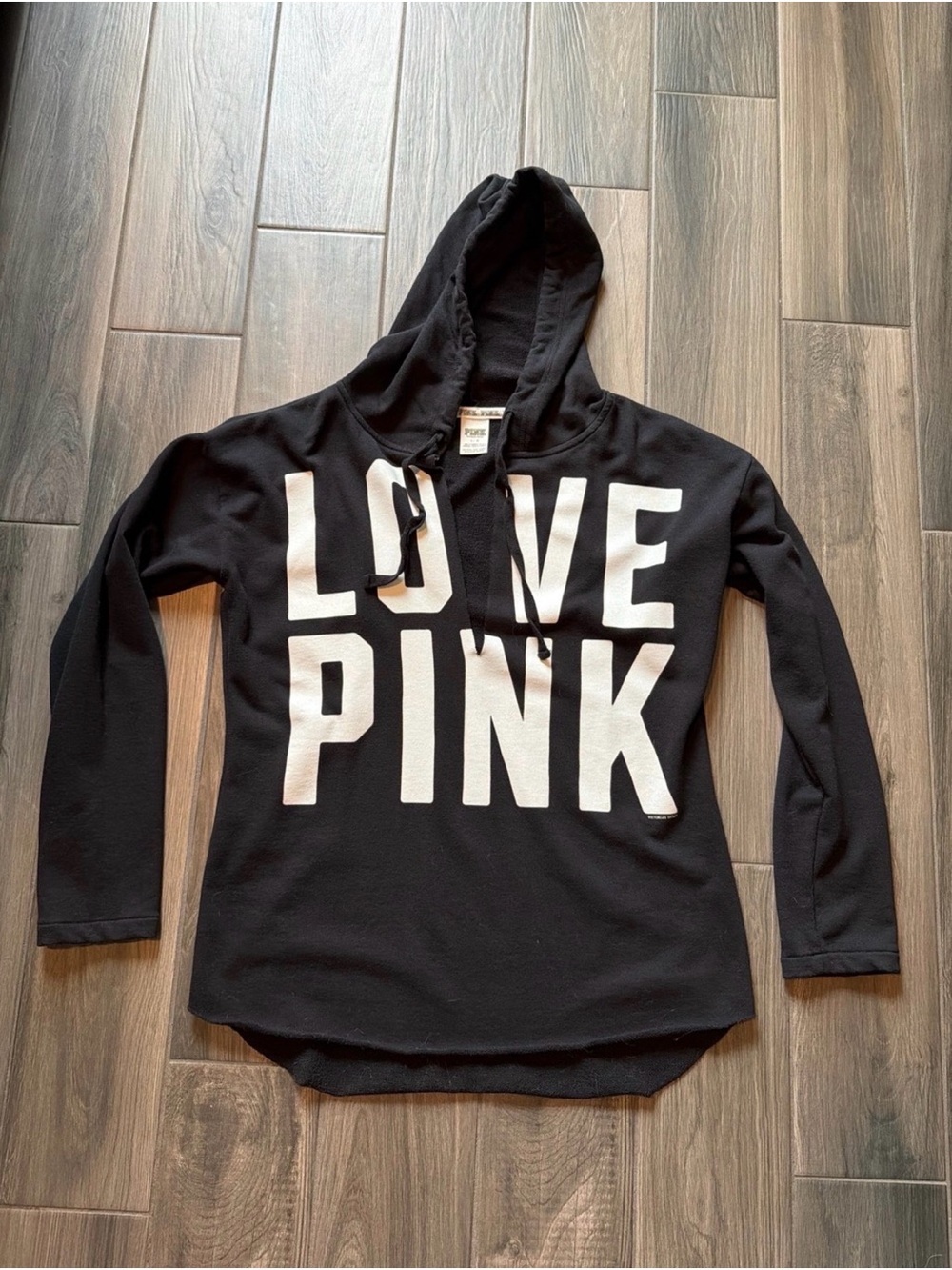 Victoria's Secret PINK Black Hoodie with White Lettering